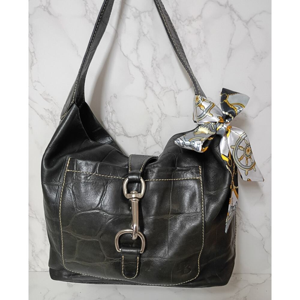 DOONEY & BOURKE Vintage Annalisa Black Embossed Leather Hobo Bag - EUC